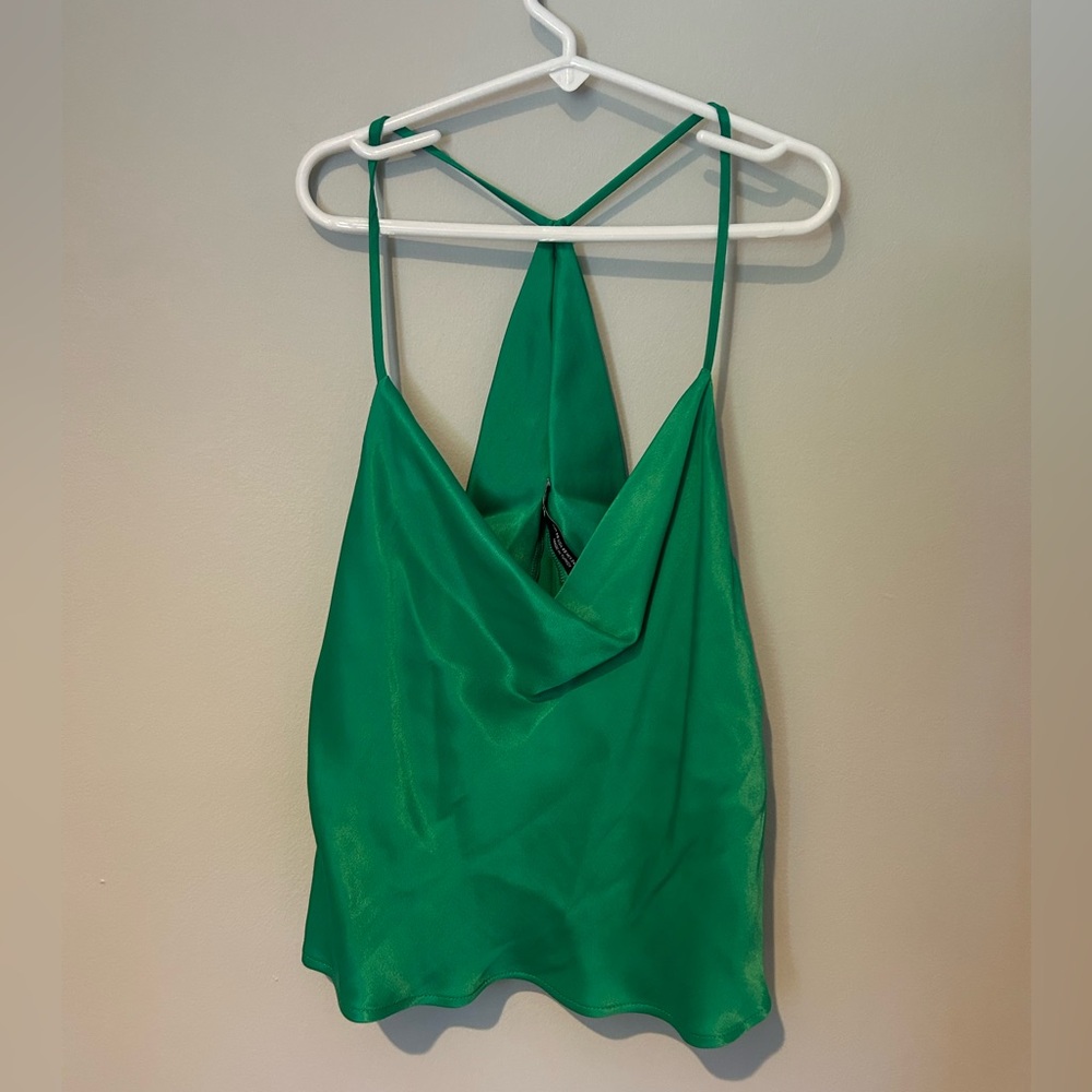 ZARA Green Satin Top